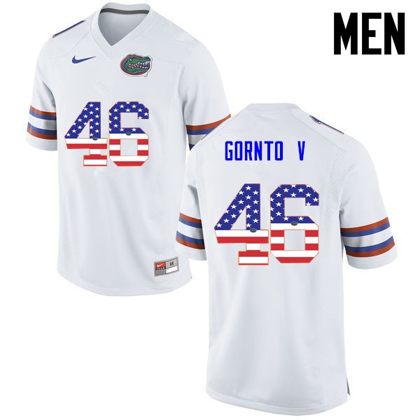 Florida Gators Men #46 Harry Gornto V College Football USA Flag Fashion White